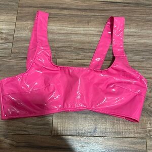 Faux Hot Pink Cropped Top